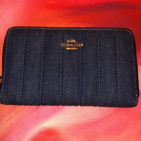 Coach Bags Coach Medium Zip Around Wallet With Denim Quilting